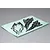 A sheet of black graphic decals on a light blue backing paper, featuring abstract jagged patterns for RC crawler bodies.