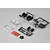 Killerbody 1/10 scale touring car moveable headlight kit components including plastic parts trees, clear lenses, screws, and 3M adhesive tape.