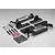 Killerbody 1/10 scale Alfa Romeo 155 GTA display chassis kit parts including black plastic panels, screws, adhesive strips, and mounting hardware.