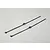 Two black fabric cable ties with plastic buckles laid out on a plain light grey background.