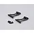 Two black aluminium RC rear wing mounts with silver edge detailing and a small pile of mounting screws on a light grey background.