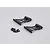 Two black aluminium RC rear wing mounts with mounting screws on a light grey background.