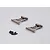 Two grey aluminium RC rear wing mounts with a small pile of black screws on a light grey background.
