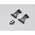 Two black aluminium RC rear wing mounts with a set of small mounting screws on a light grey background.