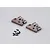 Two grey aluminium rear wing mounts for 1/10 RC cars with a set of small black screws on a plain grey background.