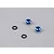 Two blue anodized aluminium LED light holders and two black rubber O-rings on a grey background.