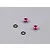 Two pink aluminium 3mm LED light holders and two black rubber O-rings on a grey background.