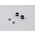 Two black aluminium 5mm LED light holders and two small black rubber O-rings on a plain grey background.