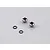 Two grey aluminium 5mm LED light holders and two small black rubber O-rings on a light grey surface.