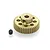 A gold-coloured 45T 64dp RC pinion gear with a small black grub screw sitting on a white background.