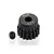 A black 17-tooth 48-pitch pinion gear with a small grub screw beside it on a white background.