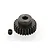 A dark grey metal 25T 48P pinion gear with a small grub screw on a white background.