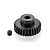 A black metal 29-tooth 48-pitch pinion gear with a small grub screw isolated on a white background.