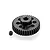 A black metal 38-tooth pinion gear with 48P pitch markings and a small grub screw on a white background.