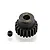 A black metal 20-tooth pinion gear with 32P pitch markings and a separate grub screw on a white background.