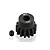 A black 14-tooth 1Mod pinion gear for RC cars, shown with a small grub screw on a white background.