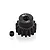 A black 15-tooth 1-module pinion gear for RC cars, shown with a small grub screw on a white background.