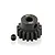 A black 16-tooth 1-module pinion gear for RC cars with a matching grub screw, shown on a white background.