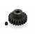 A black metal 22T 1Mod pinion gear with a small grub screw, isolated on a white background.