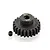 A black metal 23-tooth 1Mod pinion gear with a small grub screw, isolated on a white background.