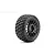 A single Jetko Ex-Rockform 3.3 inch belted tyre mounted on a black radial RC wheel against a white background.