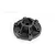 A single black plastic RC wheel hex adapter with a 14mm hexagonal center and mounting holes, shown against a white background.