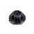 A black plastic 1/10 scale RC wheel connector with a 12mm hex mount, viewed from an angle against a white background.