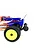 Rear view of a Losi Mini-T 2.0 RC truck showing the installed T-Bone Racing black wheelie bar on a white background.