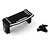 A black aluminium servo mount for Tamiya TT02 by Yeah Racing, shown with a set of black mounting screws on a white background.