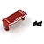 A red aluminium servo mount for Tamiya TT02 by Yeah Racing, shown with four black mounting screws on a white background.