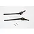 Two black hardened steel CVD drive shafts with spring steel cup joints and two small metal pins on a white background.