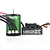 Castle Creations 1406 brushless motor with green casing and Mamba X electronic speed controller on a white background.