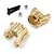 A pair of Yeah Racing brass front C-hubs for 1/10 RC crawlers, including two black screws and two silver lock nuts on a white background.