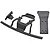 RPM black plastic front bumper and skid plate set for Losi Baja Rey RC vehicle, featuring three separate molded components on a white background.