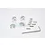 A set of four silver aluminium 12mm wheel hex adapters with 6mm extension, including axle pins, screws, and an L-wrench on a white background.