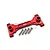 A red anodized aluminium rear chassis brace for an RC car by GPM Racing, shown with four included mounting screws on a white background.