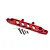 A red anodized aluminium front chassis brace for an RC car, shown with four included mounting screws on a white background.