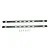 Two black metal door edge strips with slotted holes and six small silver screws arranged on a white background.