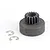 A Traxxas 16T clutch bell for RC vehicles, shown with two small metal e-clips on a white background.