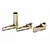 Three gold-coloured aluminium servo saver components for an RC car, arranged on a white background.