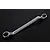 A chrome double-ended ring spanner with 16mm and 18mm sizes, set against a plain black background.