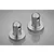 Two silver aluminium radio box mounting posts for RC cars, shown from a high angle against a grey background.