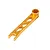 A gold-coloured metal spark plug wrench with a hexagonal socket at one end and a U-shaped open-ended wrench at the other, featuring triangular cutouts.