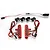 Rovan 5IVE-T red LED rear brake light kit with mounting clips and wiring harnesses on a white background.