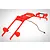 A red plastic roll bar set for an RC car, featuring integrated LED light mounts and wiring with a connector, isolated on a white background.