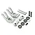 A set of Rovan V2 silver aluminium rear hub carriers for RC cars, including bearings, pins, ball joints, and hardware.