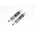 Two silver aluminium RC front shock absorbers with black springs on a white background.