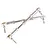 Two silver aluminium and steel RC steering turnbuckles with rod ends arranged in an X shape against a white background.