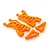 A set of four bright orange RC car suspension arms, including two large A-arms and two smaller triangular suspension components, isolated on a white background.