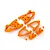 A set of bright orange Rovan RC front suspension arms and mounting components arranged on a white background.